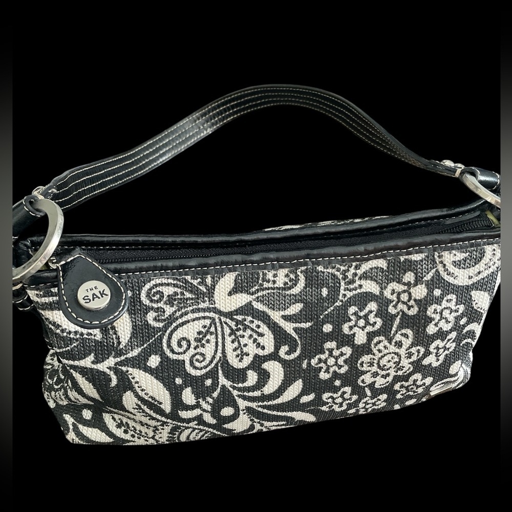 The SAK  Black and White Floral Woven Handbag